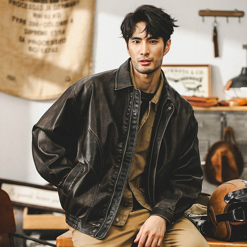 楽天市場】レザージャケット メンズ ライダースジャケット レザー