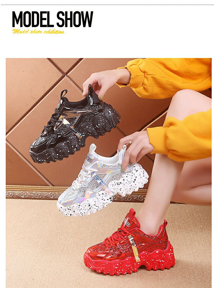 楽天市場】厚底 グリッター スニーカー レディース 個性的 キラキラ