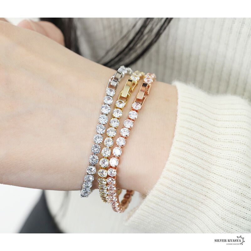 楽天市場】テニスブレスレット テニスチェーン キラキラ レディース