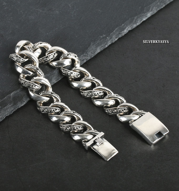 楽天市場】シルバー925 喜平チェーンブレスレット 太幅 17mm バングル