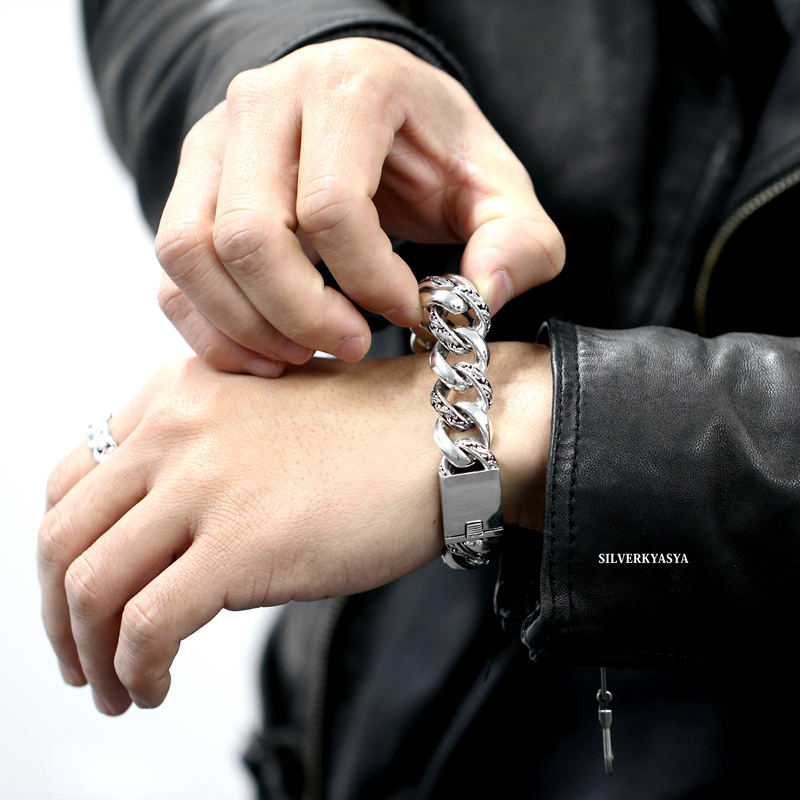 楽天市場】シルバー925 喜平チェーンブレスレット 太幅 17mm バングル