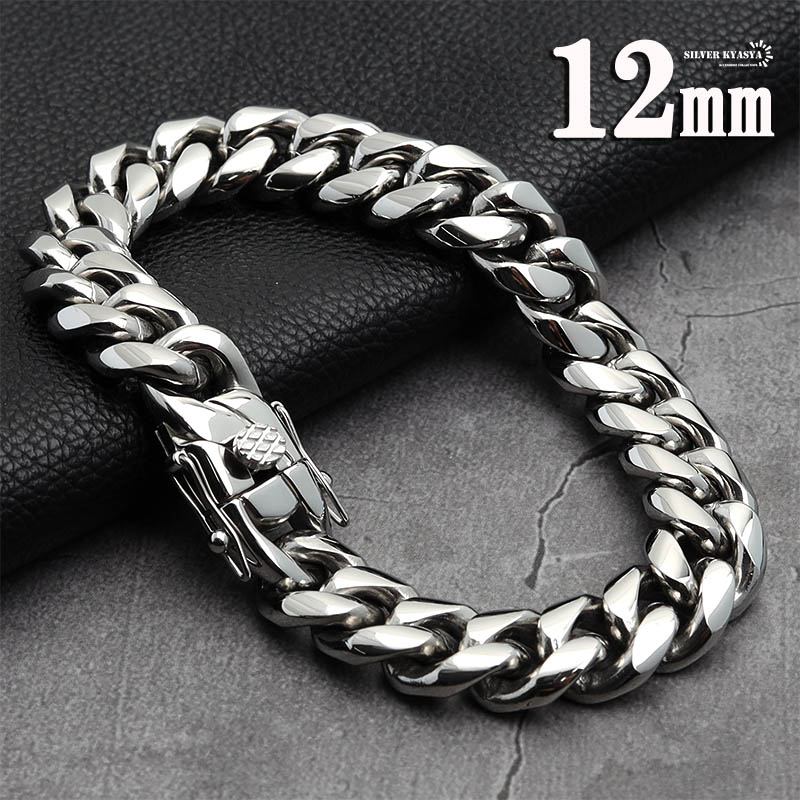 楽天市場】316L 幅12mm メンズ ブレスレット シルバー 喜平チェーン B