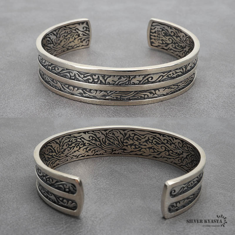 楽天市場】シルバー925 アラベスクバングル ラインバングル 唐草 線