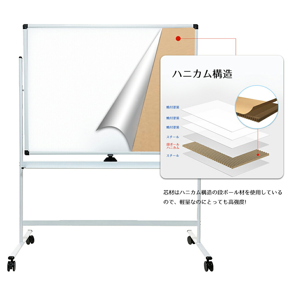 楽天市場】ホワイトボード 脚付き 横1200×縦900mm 回転式 両面