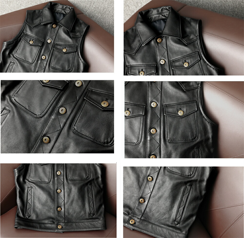楽天市場】本革ベスト レザーベスト ライダースベスト バイカーベスト