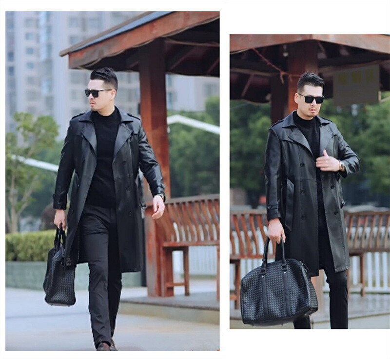 楽天市場】レザーコート トレンチコート ロング丈 革 ロングコート 革