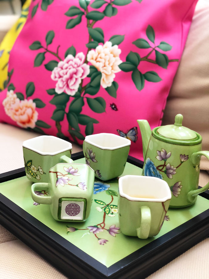 楽天市場】シノワズリ ティーセット 花鳥柄 陶器 食器 ティーカップ4点