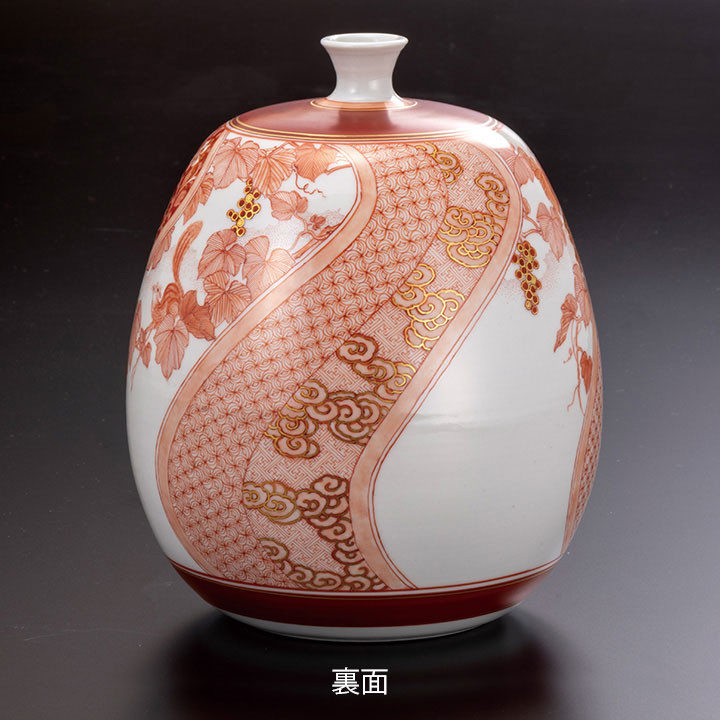 楽天市場】＜限定品＞ 九谷焼 6.5号花瓶 赤絵みのり文/福島武山＜花瓶