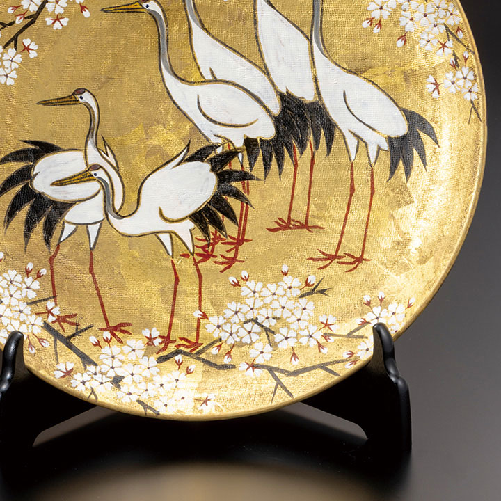 楽天市場】九谷焼 12号飾皿 金箔彩群鶴（皿立付） / 北村隆 ＜ 人気