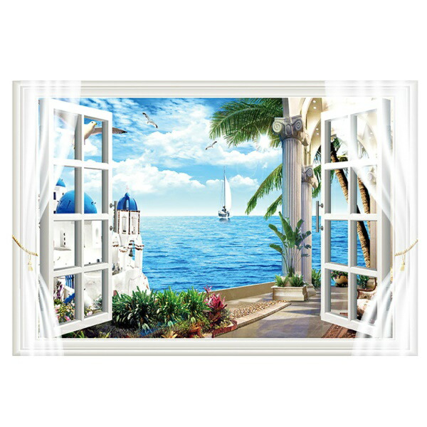 楽天市場】ウォールステッカー 窓 海 南国 おしゃれ ビーチ ヤシの木