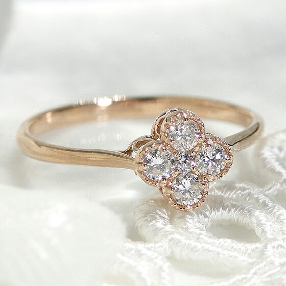 楽天市場】K18 ダイヤモンド フラワー リング 品質保証書付 18k 18金