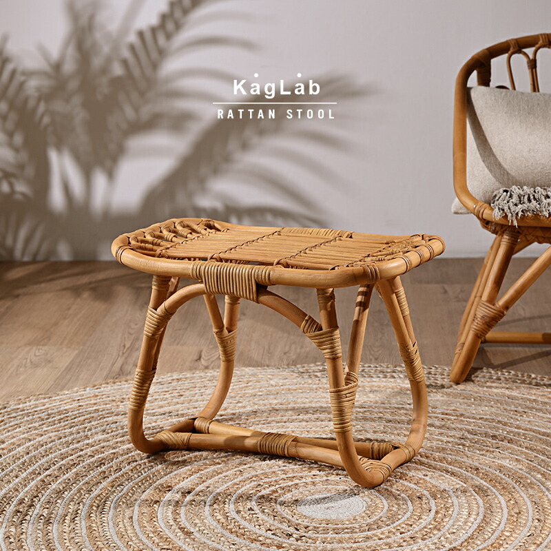 楽天市場】皮付きラタンスツール チェア オットマン アジアン 籐家具