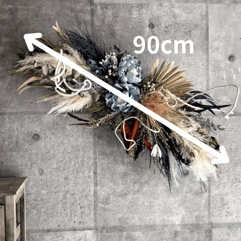 楽天市場】【 青 い ドライフラワー 壁掛け スワッグ 】 送料無料 横長