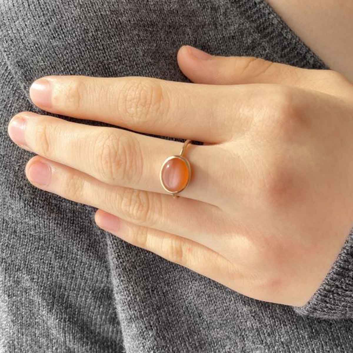 楽天市場】K10 オーバル リング Coronオレンジ ムーンストーン 10金