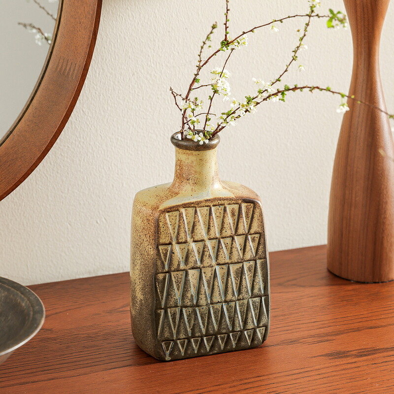 楽天市場】フラワーベース かしわ窯 直径10.5cm 高さ15.8cm レリーフ