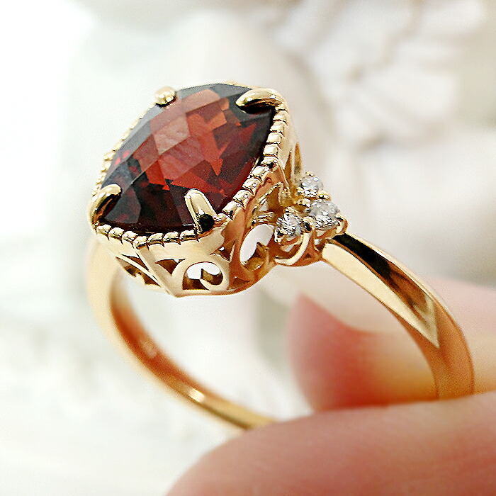 楽天市場】K18YG ガーネット & ダイヤモンド リング 【送料無料