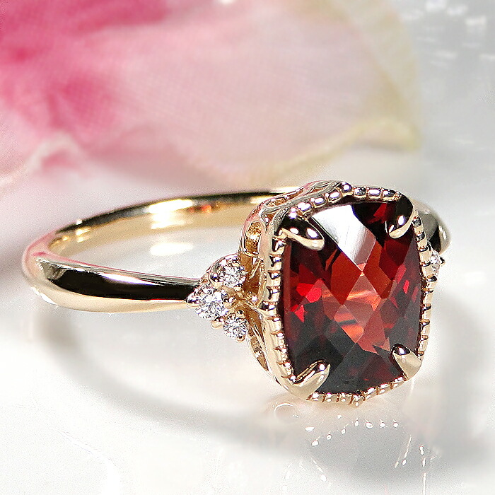 楽天市場】K18YG ガーネット & ダイヤモンド リング 【送料無料