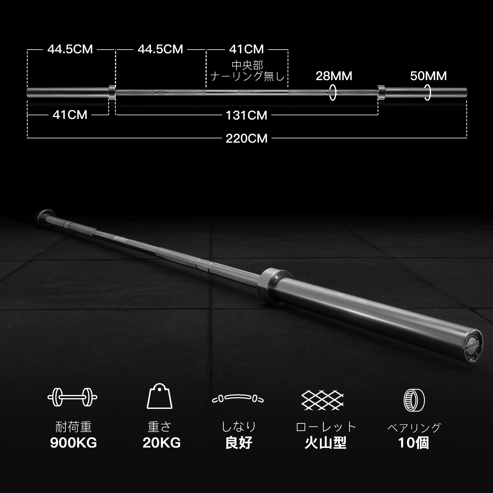 楽天市場】【複数セット】RITFIT 最新型オリンピックバーベル 直径50mm