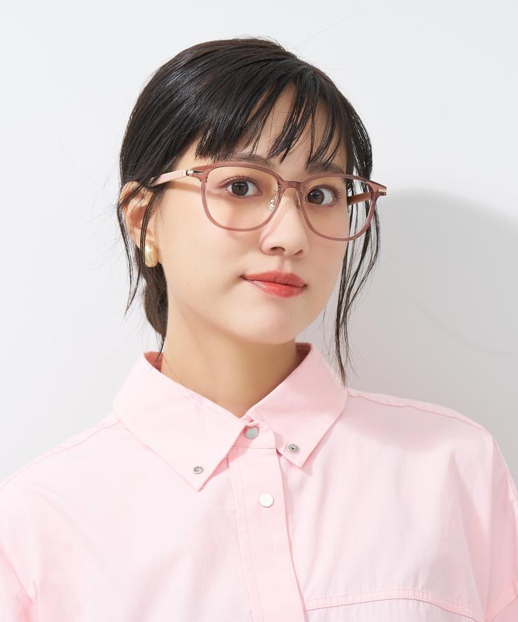 楽天市場】|ウェリントン型 メガネ(ピンク(クリア)) ズレ軽減 レザー調