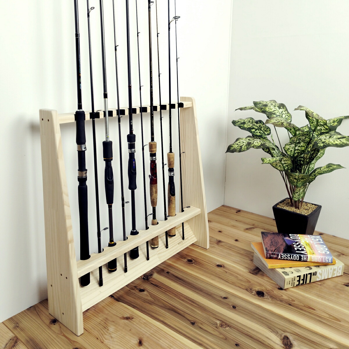 楽天市場】月間優良ショップ連続受賞 WOODWORKS ロッドスタンド 10本掛