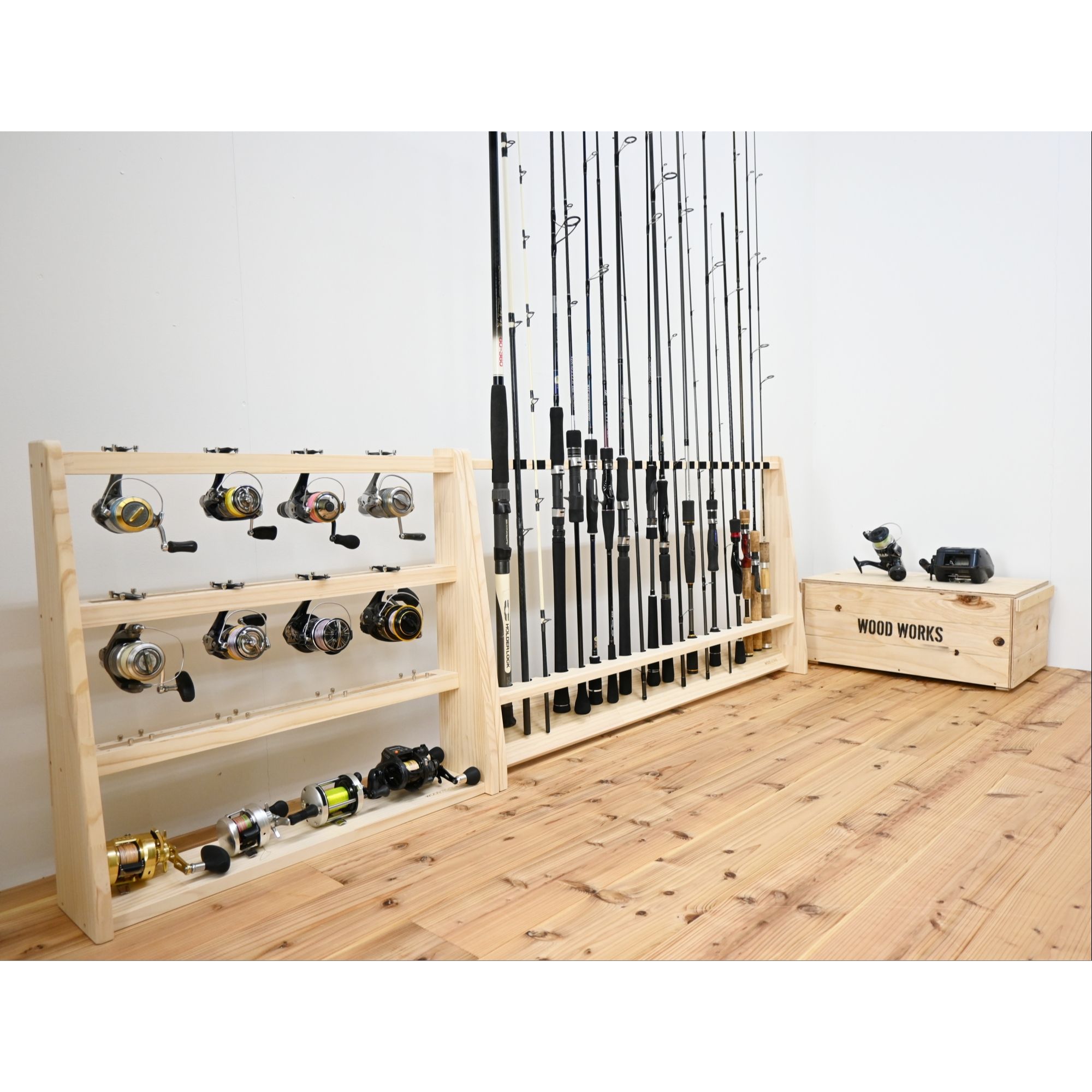 楽天市場】月間優良ショップ連続受賞 WOODWORKS ロッドスタンド 20本掛