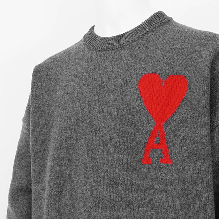 楽天市場】アミ AMI メンズ ニット AMI DE COEUR UKS002 018 GREY RED