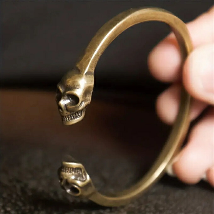 楽天市場】バングル 調節可能 銅スカルブレスレット、ファッション