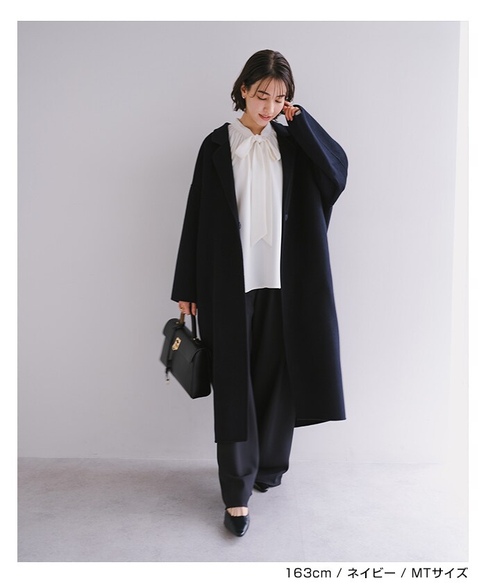 楽天市場】リバー ロング コクーン コート evernavy エバーネイビー