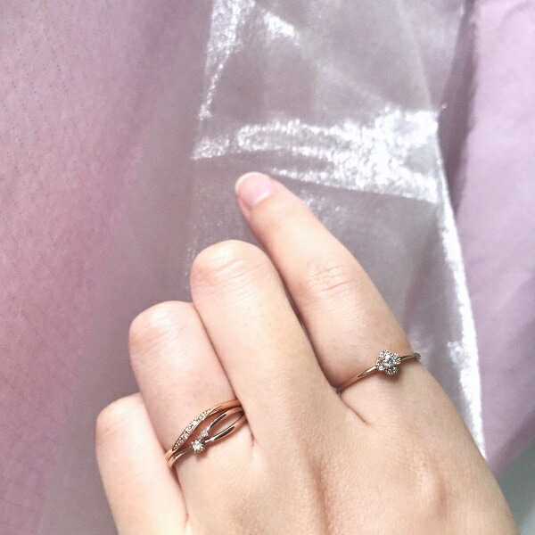 楽天市場】【アウトレット移行】K18PG ダイヤモンド0.080CT フラワー