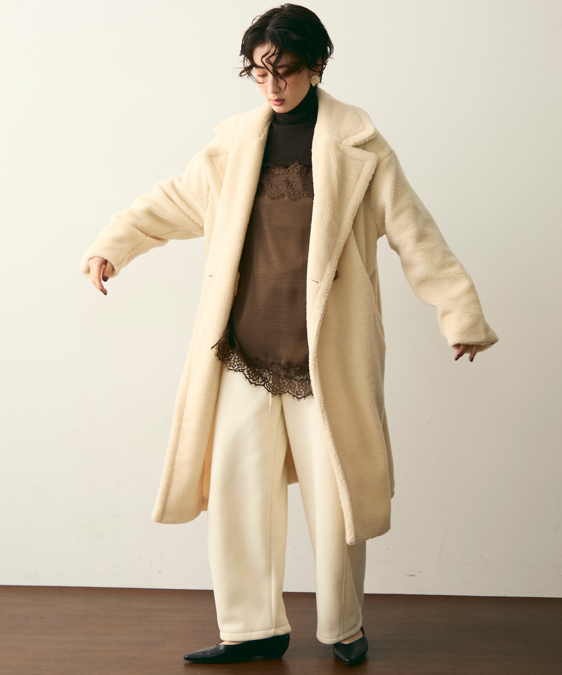 ボアダブルロングコート | Trish