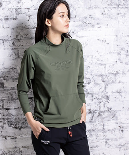 全3色】冷感ストレッチモックネック長袖シャツ（男女兼用） G7528