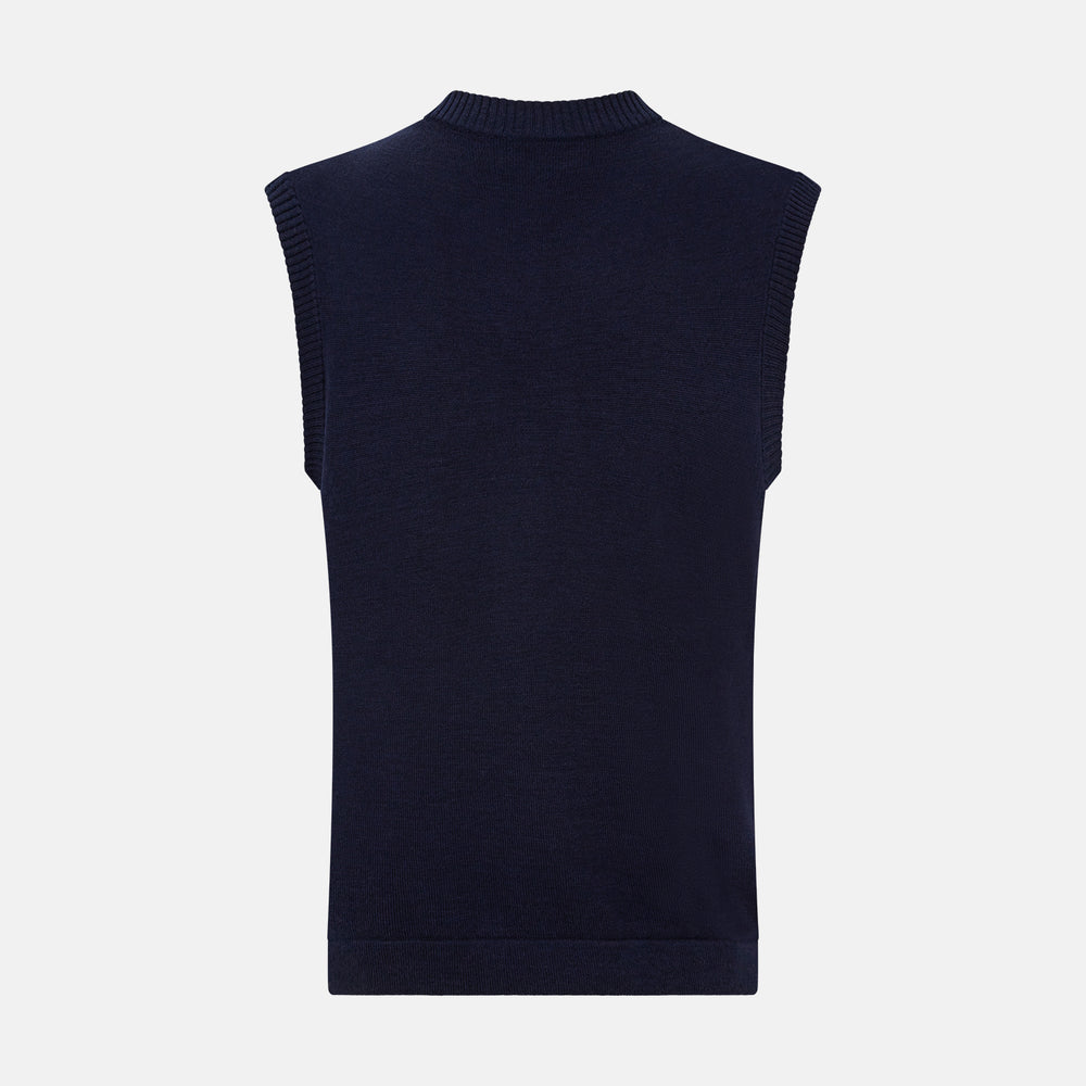 Navy Fine Merino V-Neck Vest – Turnbull & Asser US