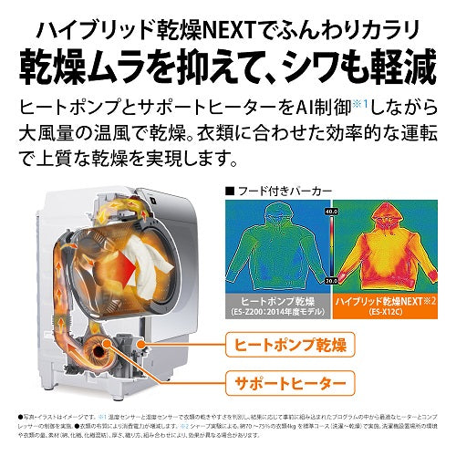 SHARP】ドラム式洗濯乾燥機(12.0kg)右開き／左開き