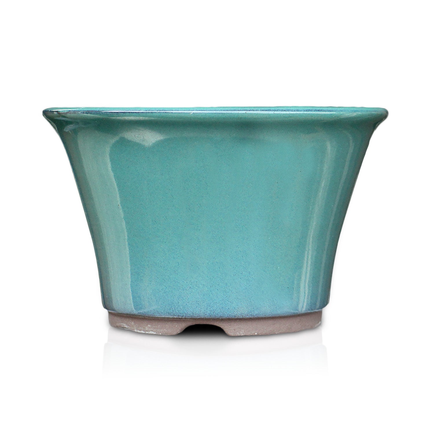 盆栽鉢 丸反型鉢 緑色 織部釉 瀬戸焼 (4号) – うめきち盆栽用品店