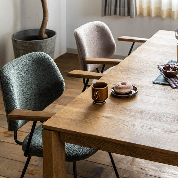 アボック ダイニングチェア 肘付 ファブリック素材 PUレザー スチール