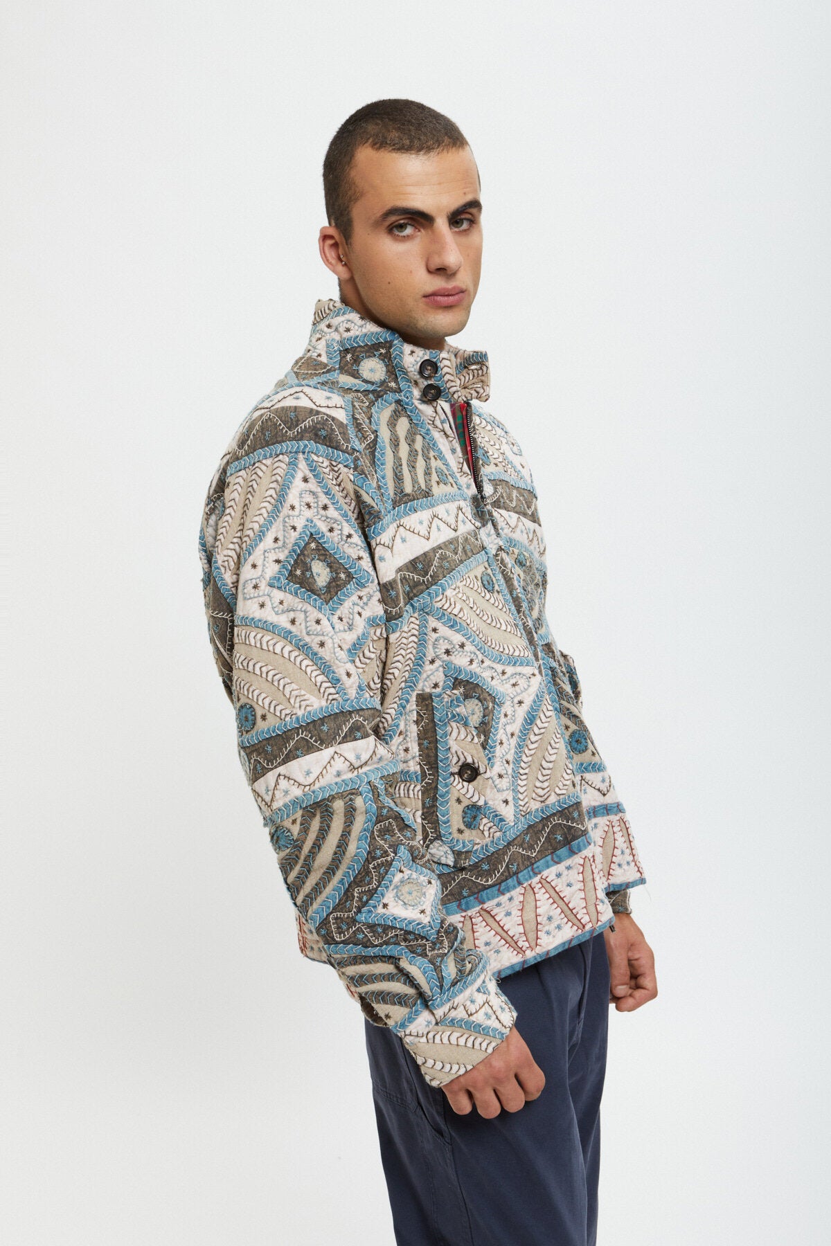 Kartik Research x Baracuta Patchwork G4 Jacket White Black Blue