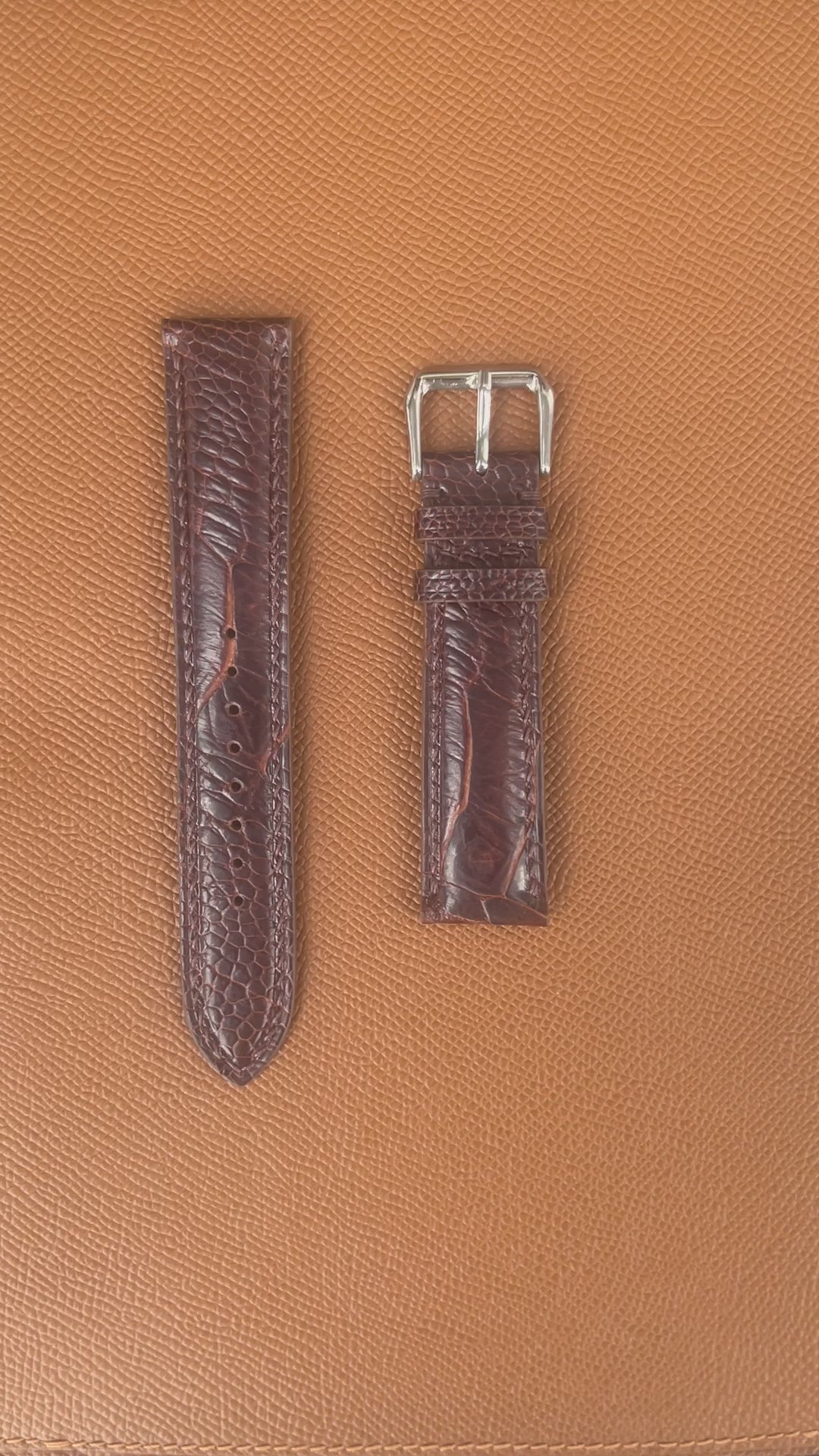 オーストリッチレッグレザー 腕時計ベルト - ダークブラウン – VGreen