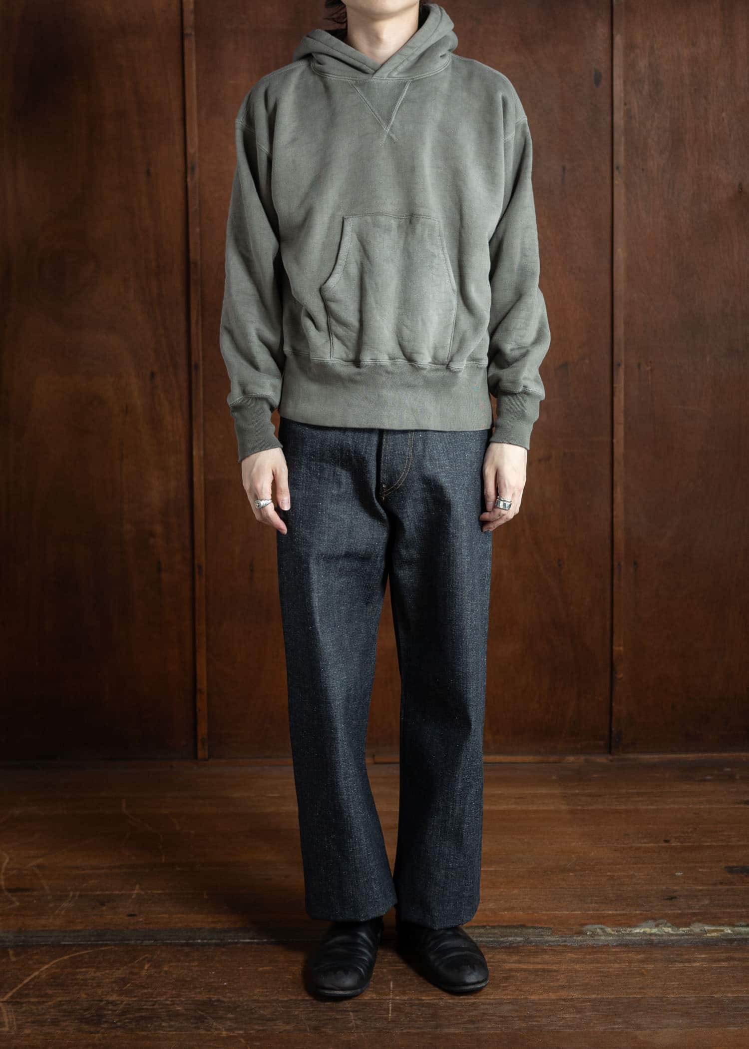 Taiga Takahashi Hooded Sweat Shirt Logwood Dye Gray Lot.606