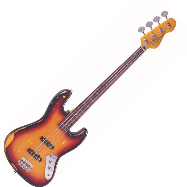 Vintage V74 ICON Fretless Bass ~ Sunset Sunburst – Vintage Guitars