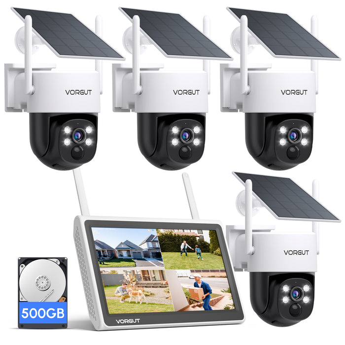 VORGUT 防犯カメラ 屋外 ソーラー 4台 モニター付き 400万画素 (10