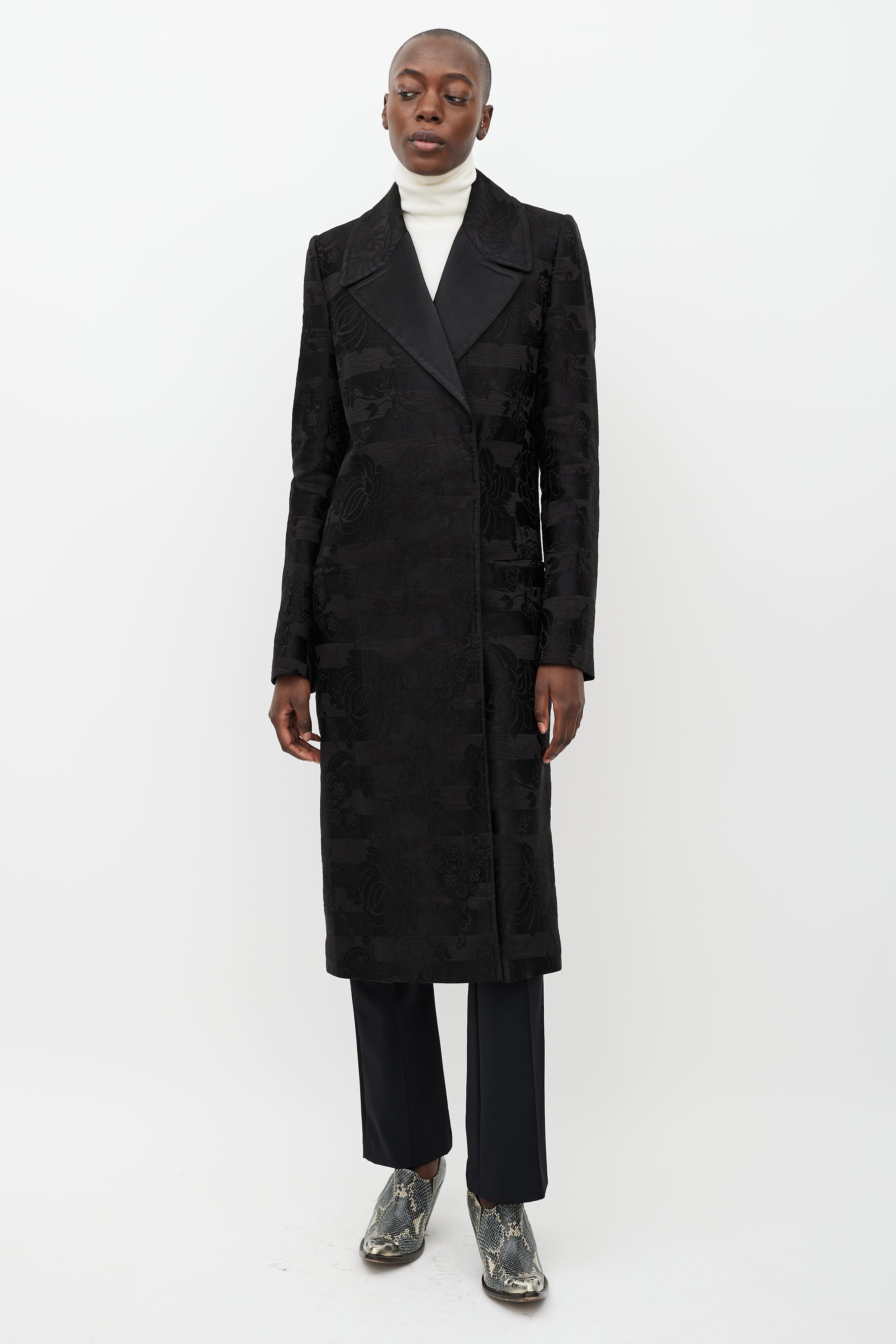 Haider Ackermann // Black Floral Brocade Coat – VSP Consignment