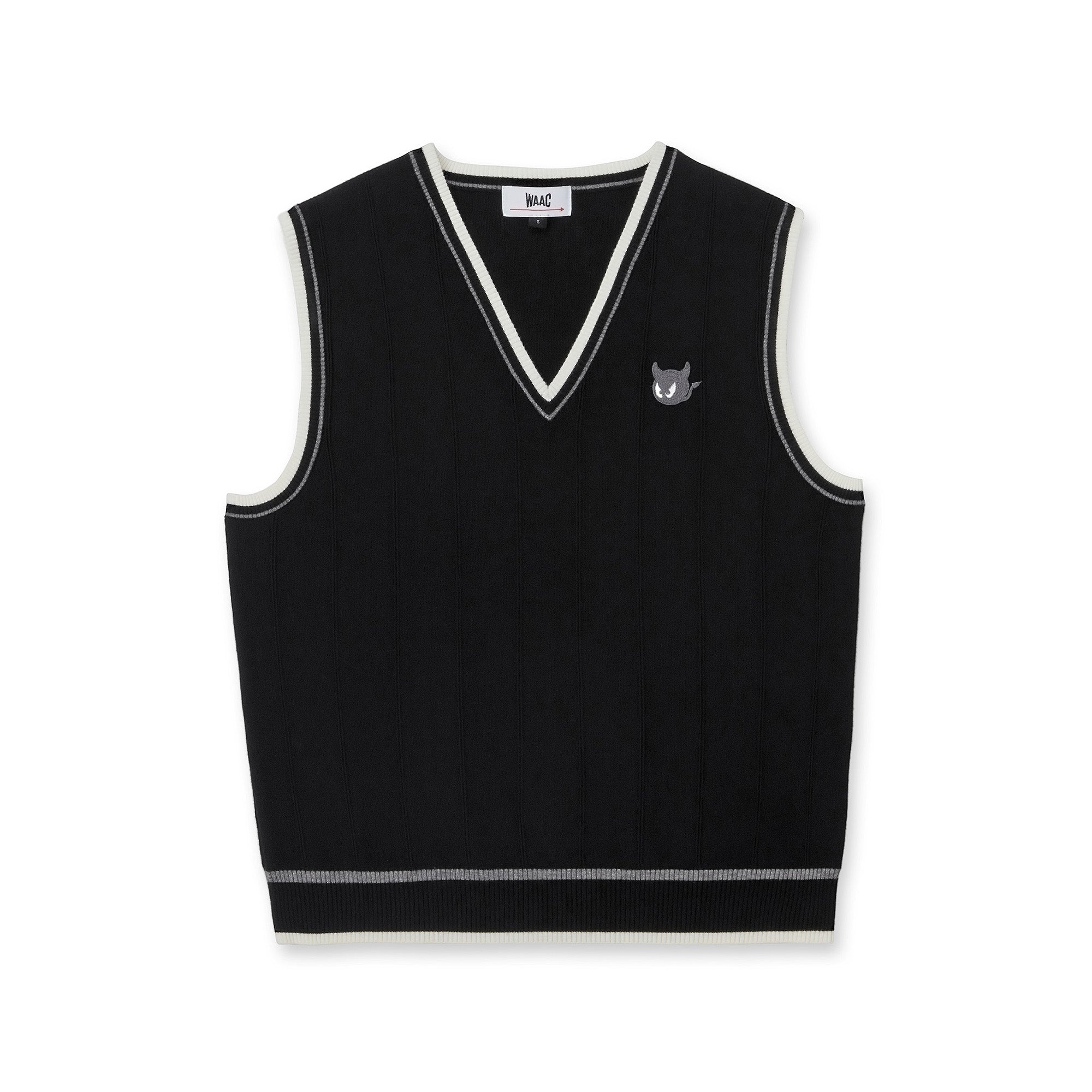 WOMEN トラッドストライプニットベスト ブラック
