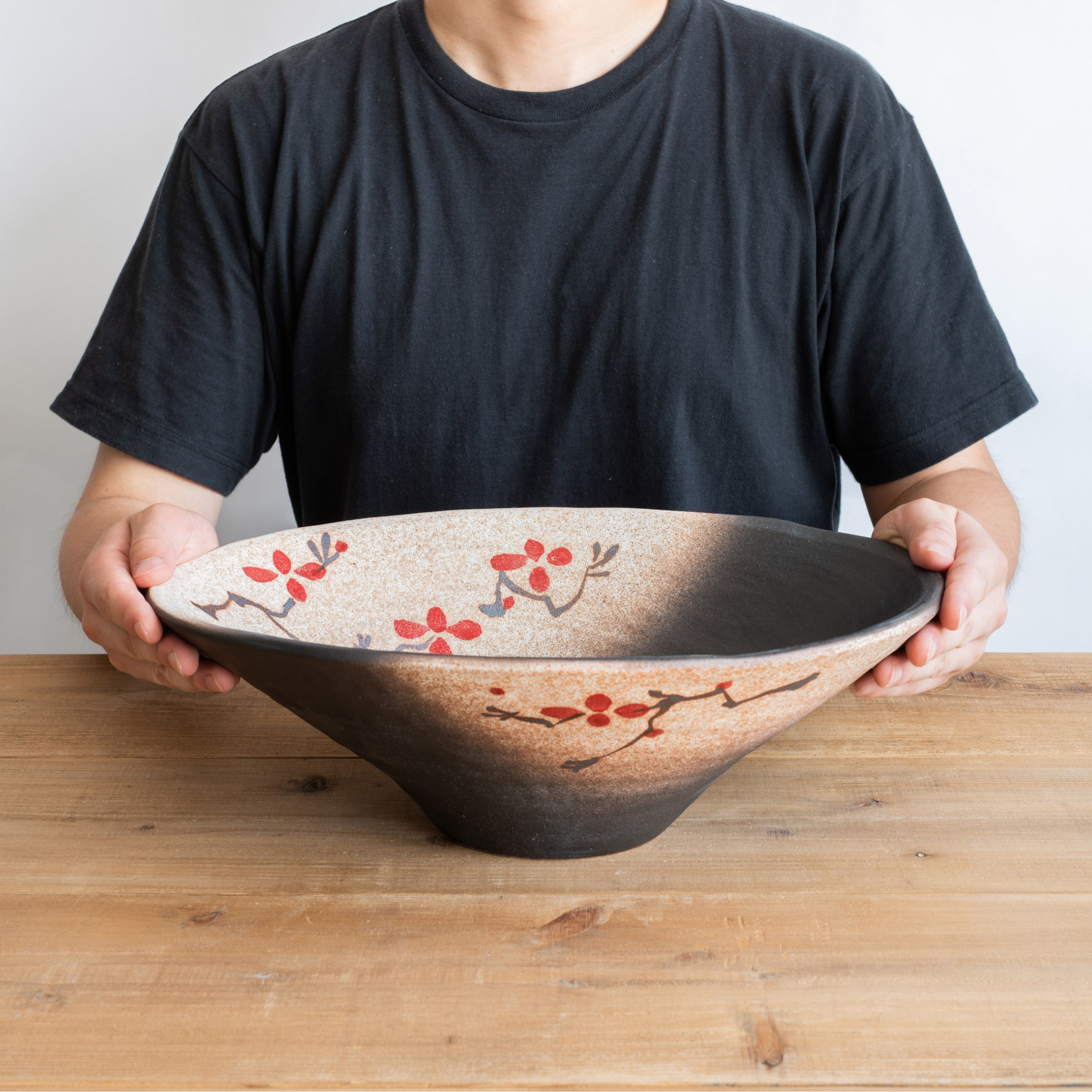 赤絵付楕円手洗鉢(W50cm) | 明山 オンラインショップ