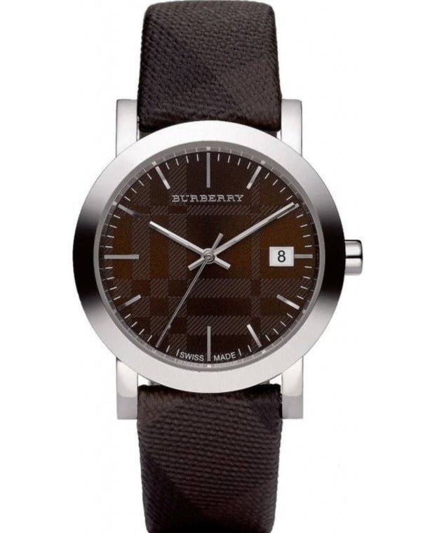 Burberry Smoked Brown Dial Brown Leather Strap Watch for Women