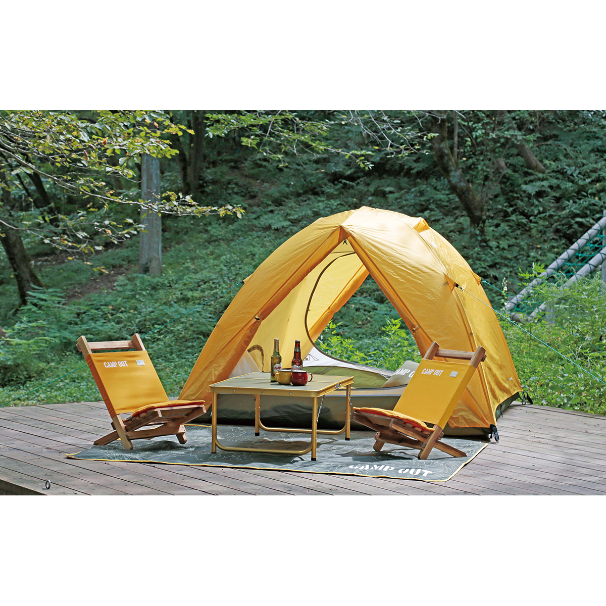 キャンプアウト ロースタイルチェア（オールドイエロー） - アウトドア
