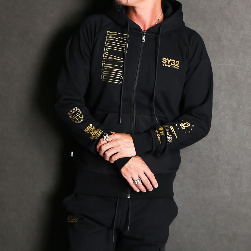 SY32 by SWEET YEARS - 【ラスト1点-サイズS】TEXTURE MIX ZIP HOODIE