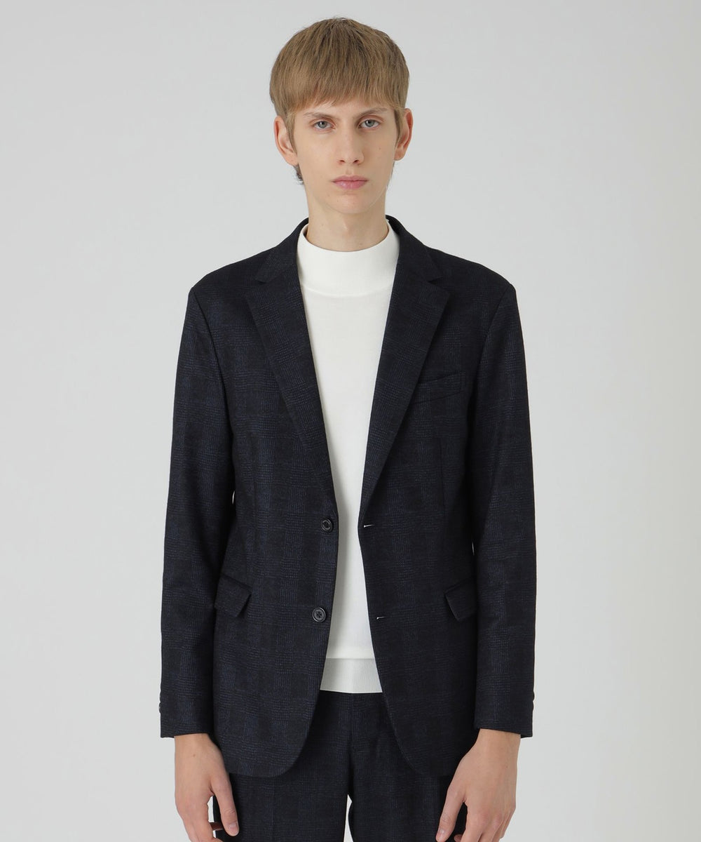 グレンチェックウールジャージージャケット（ジャケット）｜BLACK