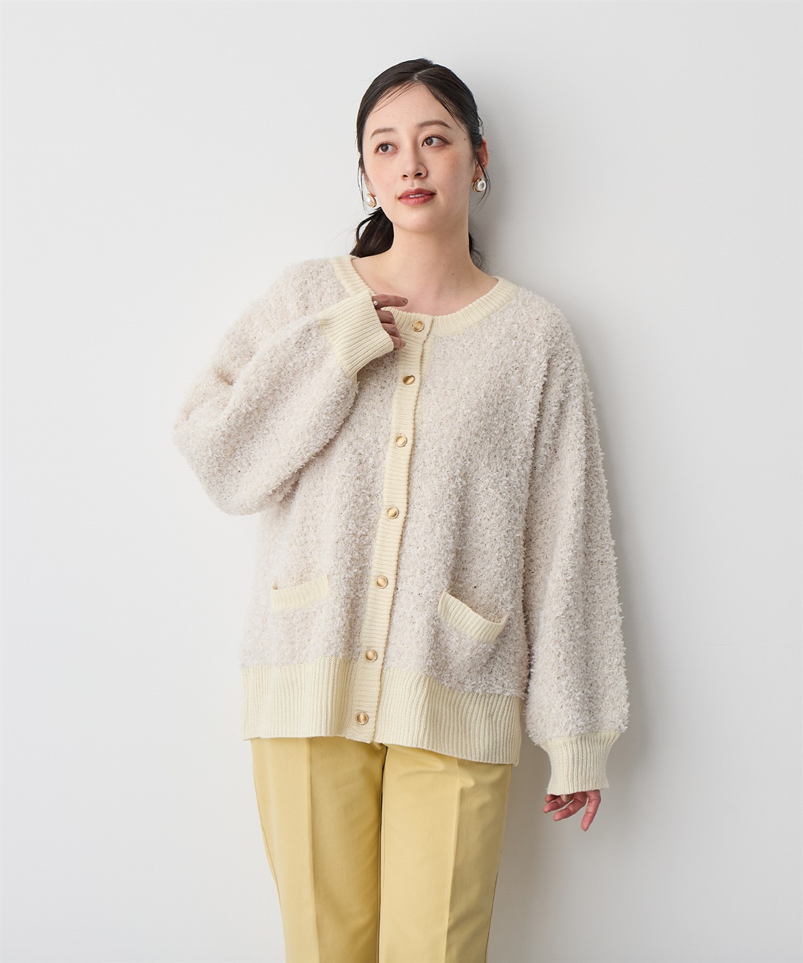 anyfee/プラスサイズ】リボンヤーンニットカーディガン Life Style by