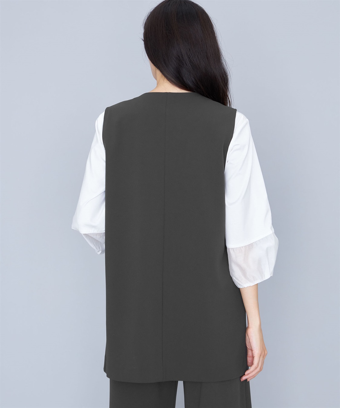 セットアップ対応】ジョーゼットロングジレ A/C DESIGN BY ALPHA CUBIC