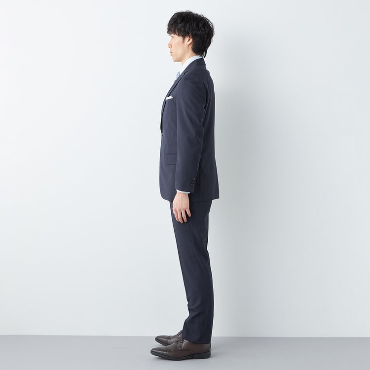 ストレッチ サステナブルスーツ 紺 織柄ストライプ JOURNAL WORKS